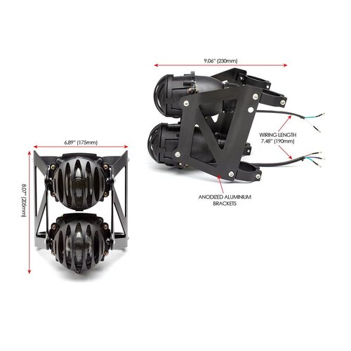 Twin Prison Grid Projector Headlight Set 40-41 mm