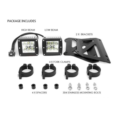 Double stacked Square Streetfighter LED headlight set