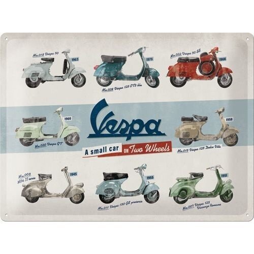 Vespa Model Chart 40x30 Tin Sign