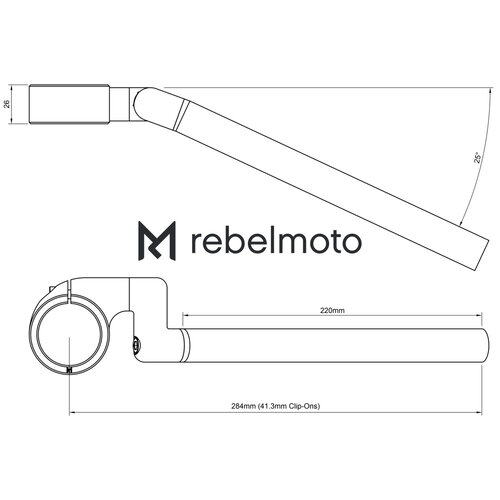 Rebelmoto High Rise Adjustable Clip-ons 25° Silver