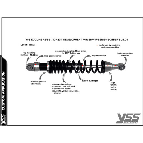 YSS RE302-420T for BMW R-Serie Twin Shocks Bobber 420mm