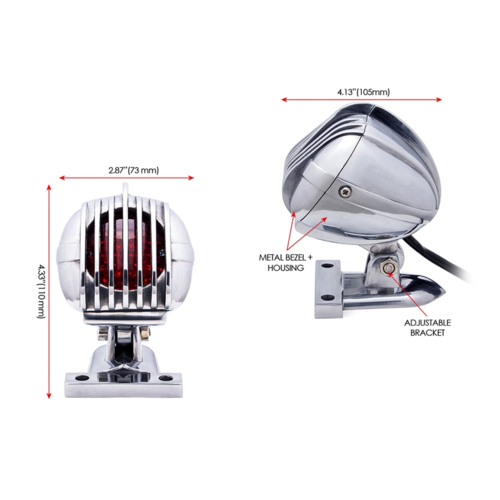 Prison Retro Grill LED Rücklicht Rot / Poliert