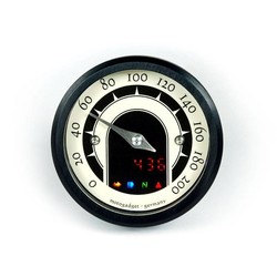 49MM Analog-Tacho Speedo MST Speedster Schwarz Eloxiert