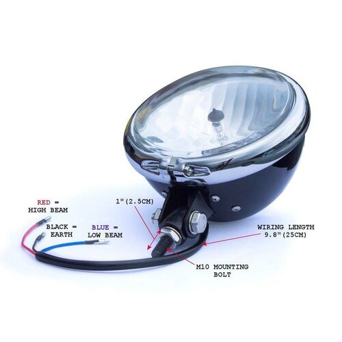 5,75" Bates Style Headlight Bottom Mount Chrome