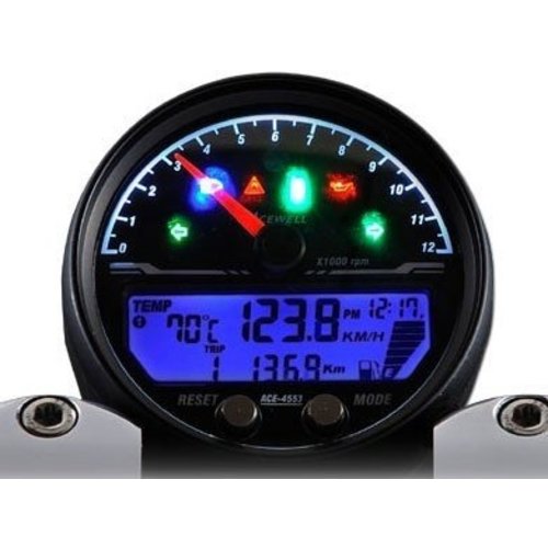 Acewell 4453 Speedo With Black Housing 12.000RPM