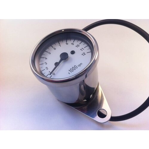 1: 4 Mechanical (cable) Tachometer White / Chrome