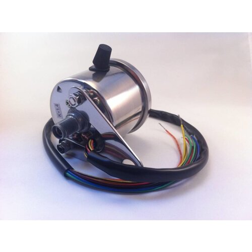 Kilometerteller 4 functie lampjes Zwart / Chrome 140km/h