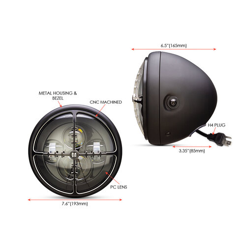 7" Cross Hair Multi LED Projector Headlight