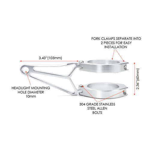 Luxe Koplamp Steunen / Lamporen "Razor" - Chrome