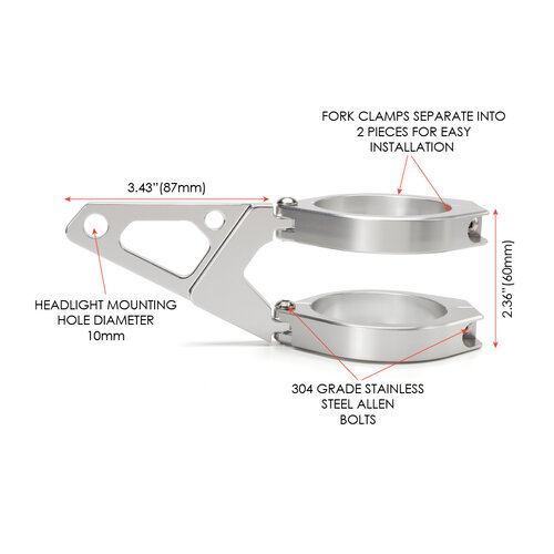 Luxe Koplamp Steunen / Lamporen "Blade" - Chrome