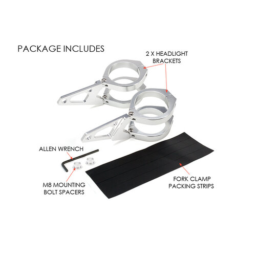 Luxe Koplamp Steunen / Lamporen "Blade" - Chrome