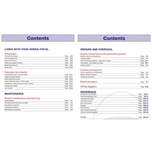 Haynes Manuel de réparation HONDA VTR1000F Firestorm Super Hark 07-07 XL1000V Varadero 99-08