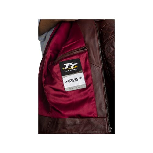 RST Veste de moto en cuir rouge brandish homme