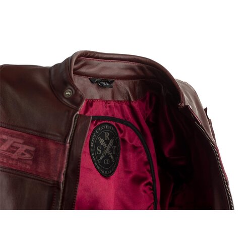 RST Veste de moto en cuir rouge brandish homme