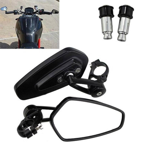 Set Modern Bar End Mirrors Black