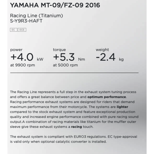 Racing Line Titanium Yamaha MT-09 / Tracer Auspuffanlage