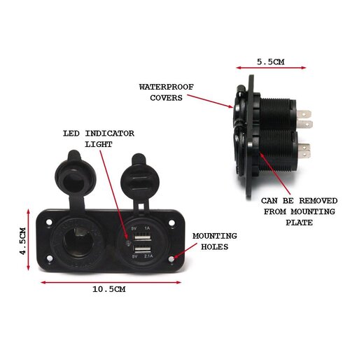 Universal Connector 12V-24V Dual USB Port