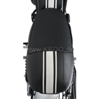 SR400/500/T Double seat 'Classic Racer' Black with White Stripes and Black Piping