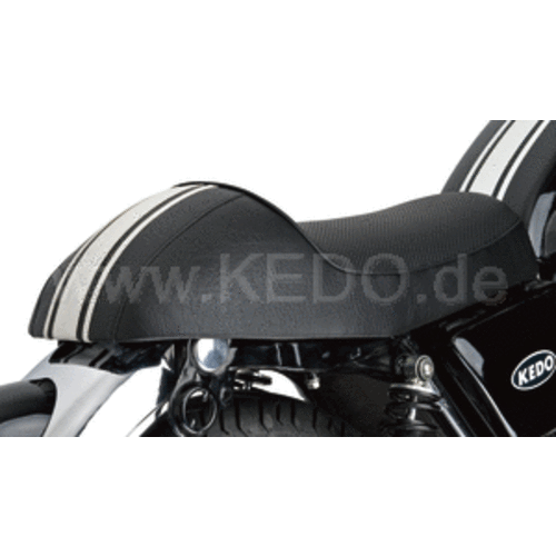 Kedo SR400 / 500 / T Doppelsitz 'Classic Racer' Schwarz mit weißen Streifen und schwarzem Paspel