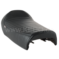 SR400/500/T Double seat 'Classic Racer' Black Ribbed Seat Cover and Black Piping