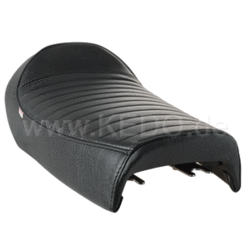 SR400/500/T Double seat 'Classic Racer' Zwarte geribbelde bekleding en zwarte belijning