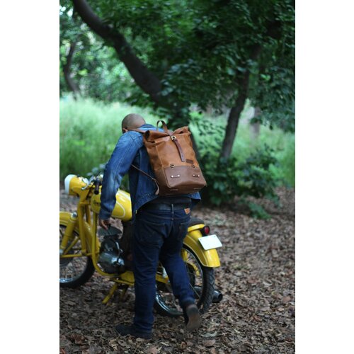 Trip Machine Backpack Pannier - Classix Roll Top Vintage Tan