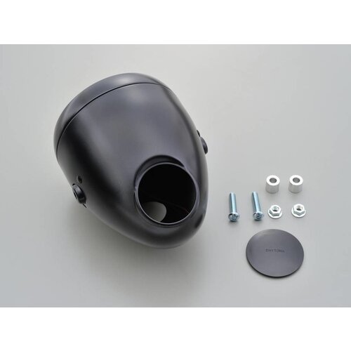 Daytona 5.75" Vintage Headlight With Gauge Hole Black