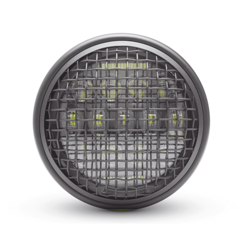 7 " Matte Black Classic Multi Projector LED Headlight + Mesh Grid