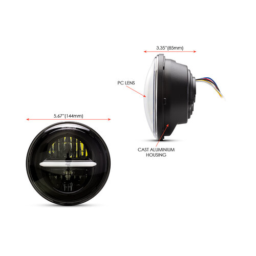 5,75 "zwarte klassieke / moderne LED-koplampinzet