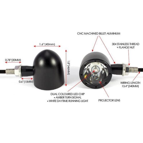 Set Bullet Running Lights & Indicators Combination Black