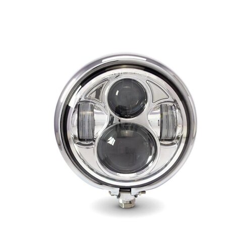 5,75" CREE QUAD LED Bates Style Koplamp Bottom Mount Chrome