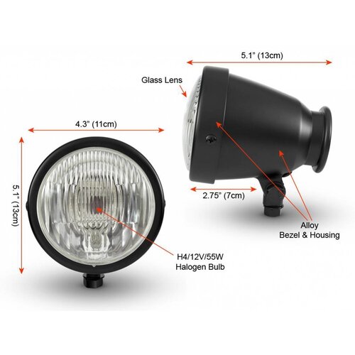 4.5" Vintage Aluminium Headlight