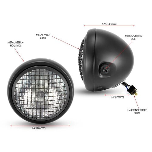 6" Mesh Headlight Scrambler Black