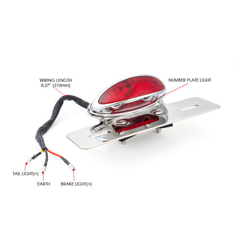 Feu arrière à LED chromé avec support de plaque d'immatriculation