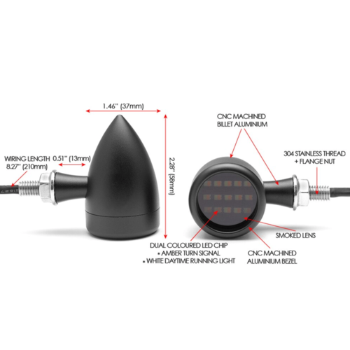Set Bullet "Truro" Running Lights & Indicators - Zwart