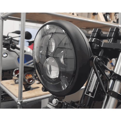 7 "Universal Metal Shorty LED Koplamp Matzwart