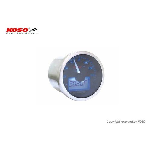 KOSO D55 Eclipse Style Tachometer/Thermometer (max 9000 RPM black)