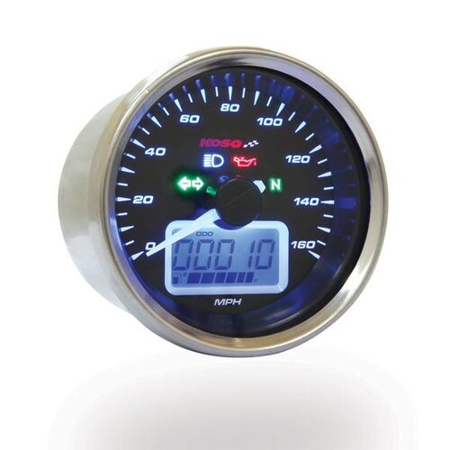 KOSO D64 Street Style Tachometer + Signalleuchten (max. 160 km/h / mph)