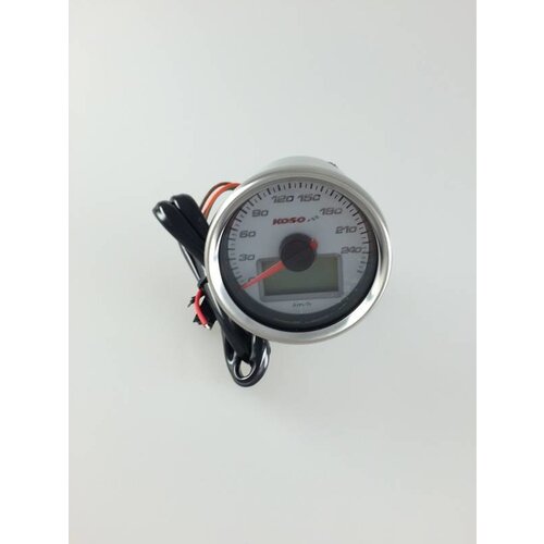 KOSO (max 260 km/h) D55 GP Style Speedometer, White with Blue Backlight