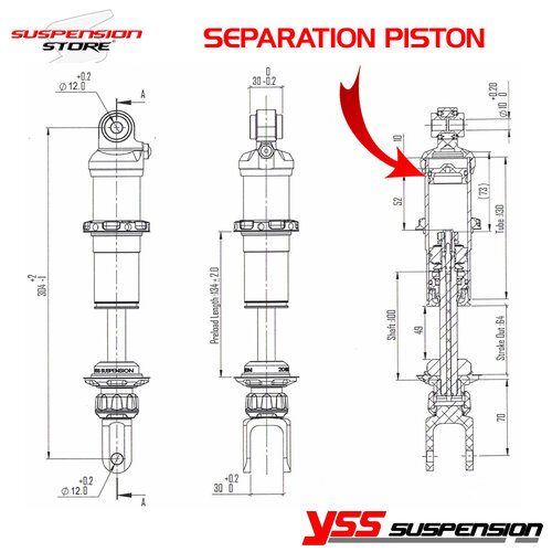 YSS MZ366-305TR pour Wimoto & Retrorides BMW K75/100/1100 Kit de suspension