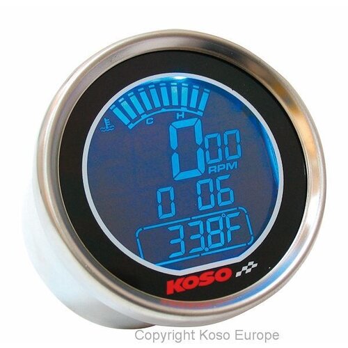 KOSO (max 360km/h )D55 DL-01S Snelheidsmeter (Zwart LCD - Blauw)