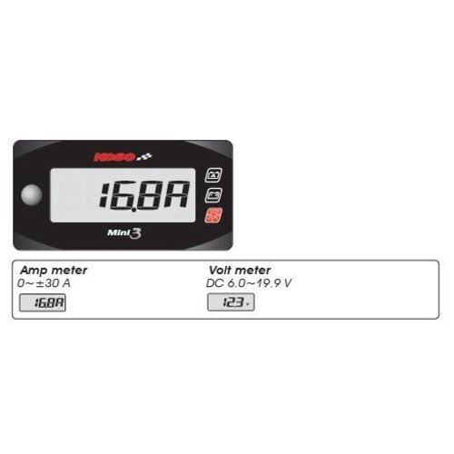 KOSO Amp & Volt Meter Mini 3 (Met Backlight)