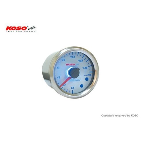 KOSO (15,000 RPM/48 mm) GP style Universal Tachometer - White