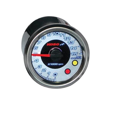 KOSO (max. 15 000 RPM) Chrome Style D48 Toerenteller -Zilver / Carbon