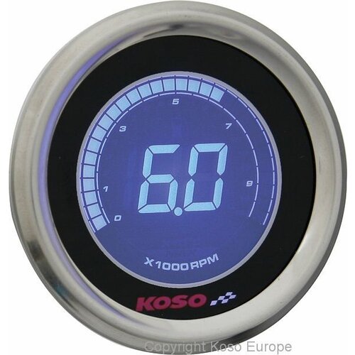 KOSO DL-01R D48 Tachometer (Black LCD - blue)