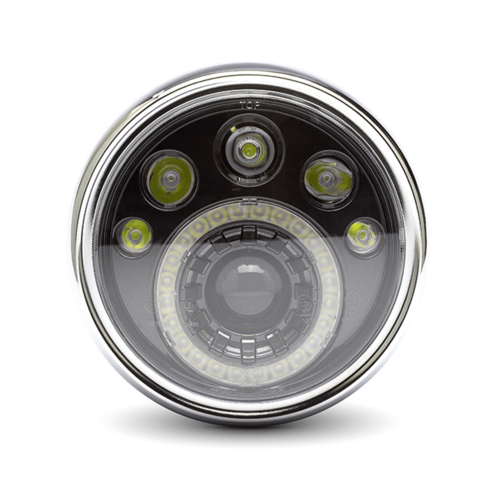 Phare à LED multi-projecteurs de 7", noir et chrome