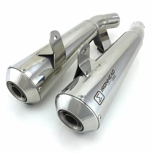 Ironhead Muffler for Triumph Bonneville T120, 16- Chrome E-marked