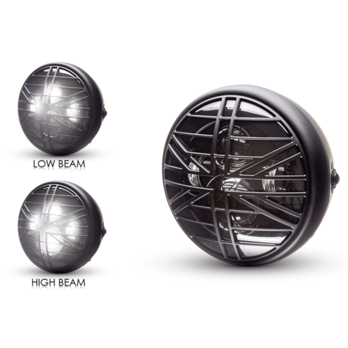 7 " Matte Black Multi Projector LED Headlight + Union Jack Cover