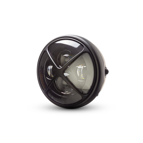 7 " Matte Black Multi Projector LED Headlight + X Cross Cover