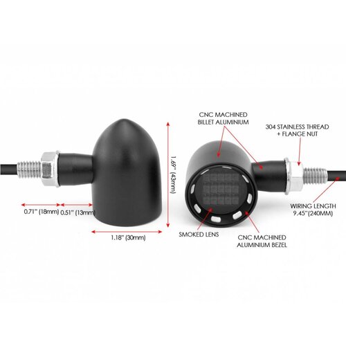 DERBY Black + Contrast CNC Machined Classic Mini LED Turn Signals